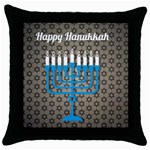 black happy Hanukkah Throw Pillow Case (Black)