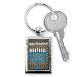 black happy Hanukkah Key Chain (Rectangle)