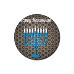 black happy Hanukkah Rubber Coaster (Round)