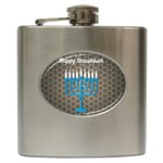 black happy Hanukkah Hip Flask (6 oz)