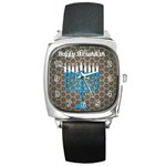 black happy Hanukkah Square Metal Watch