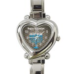 black happy Hanukkah Heart Italian Charm Watch