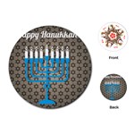 black happy Hanukkah Playing Cards (Round)