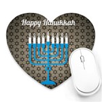 black happy Hanukkah Heart Mousepad