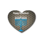 black happy Hanukkah Rubber Coaster (Heart)