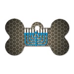 black happy Hanukkah Dog Tag Bone (One Side)