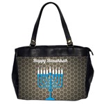 black happy Hanukkah Oversize Office Handbag (2 Sides)