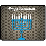 black happy Hanukkah Fleece Blanket (Medium)