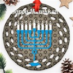 black happy Hanukkah Ornament (Round Filigree)