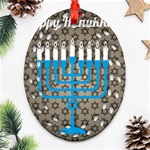 black happy Hanukkah Ornament (Oval Filigree)