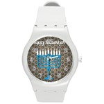 black happy Hanukkah Round Plastic Sport Watch (M)