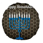 black happy Hanukkah Large 18  Premium Round Cushion 