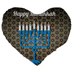 black happy Hanukkah Large 19  Premium Heart Shape Cushion