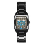 black happy Hanukkah Stainless Steel Barrel Watch