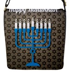 black happy Hanukkah Flap Closure Messenger Bag (S)