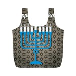 black happy Hanukkah Full Print Recycle Bag (M)