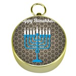 black happy Hanukkah Gold Compass