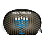 black happy Hanukkah Accessory Pouch (Large)