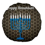 black happy Hanukkah Large 18  Premium Flano Round Cushion 