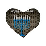 black happy Hanukkah Standard 16  Premium Flano Heart Shape Cushion 