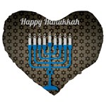 black happy Hanukkah Large 19  Premium Flano Heart Shape Cushion