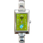 colorblock green hanukkah Rectangle Italian Charm Watch