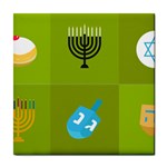 colorblock green hanukkah Tile Coaster