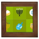 colorblock green hanukkah Framed Tile