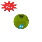 colorblock green hanukkah 1  Mini Button (10 pack) 