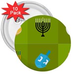 colorblock green hanukkah 3  Button (10 pack)