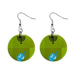 colorblock green hanukkah 1  Button Earrings