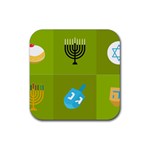 colorblock green hanukkah Rubber Coaster (Square)