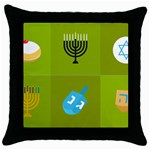 colorblock green hanukkah Throw Pillow Case (Black)