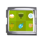 colorblock green hanukkah Mega Link Italian Charm (18mm)