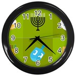 colorblock green hanukkah Wall Clock (Black)