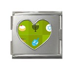 colorblock green hanukkah Mega Link Heart Italian Charm (18mm)