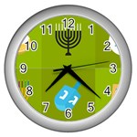 colorblock green hanukkah Wall Clock (Silver)