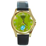 colorblock green hanukkah Round Gold Metal Watch