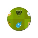 colorblock green hanukkah Rubber Round Coaster (4 pack)