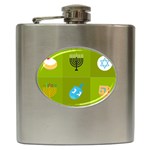 colorblock green hanukkah Hip Flask (6 oz)