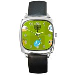 colorblock green hanukkah Square Metal Watch