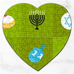 colorblock green hanukkah Jigsaw Puzzle (Heart)