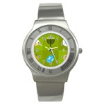 colorblock green hanukkah Stainless Steel Watch