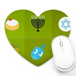 colorblock green hanukkah Heart Mousepad