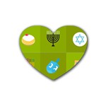 colorblock green hanukkah Rubber Coaster (Heart)