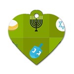 colorblock green hanukkah Dog Tag Heart (One Side)