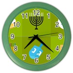 colorblock green hanukkah Color Wall Clock