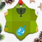 colorblock green hanukkah Ornament (Snowflake)