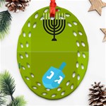 colorblock green hanukkah Ornament (Oval Filigree)