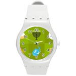 colorblock green hanukkah Round Plastic Sport Watch (M)